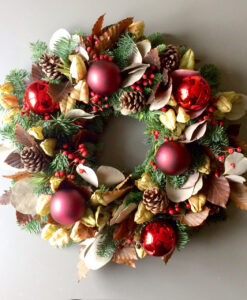 Alternative view of Christmas wreath with baubles
