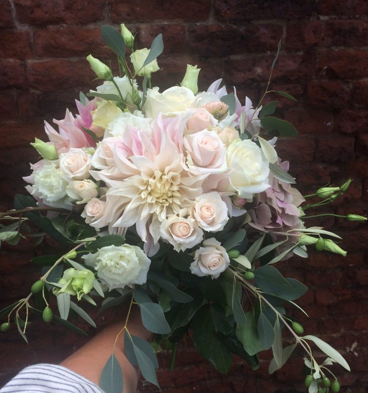 autumn wedding bouquet in blush and white