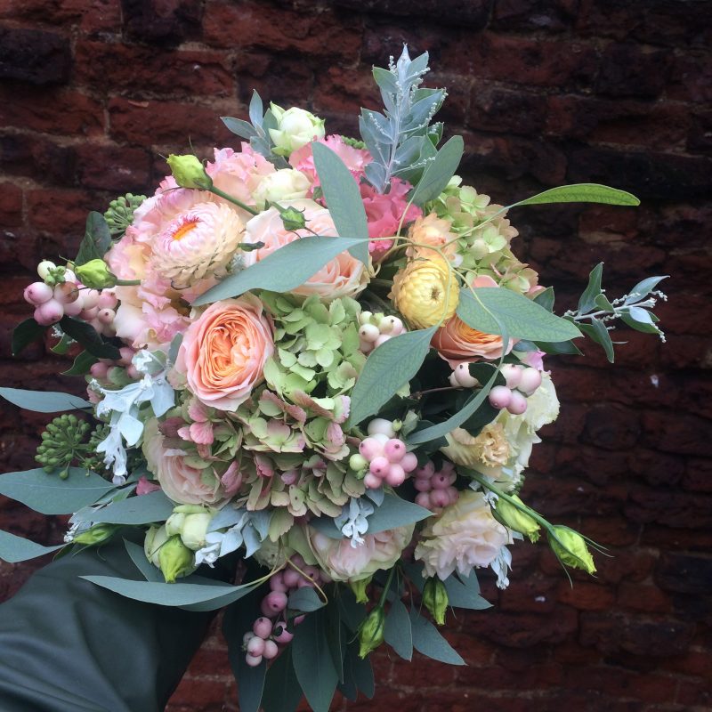 autumn wedding bouquet in blush and peach